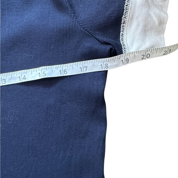 Lauren Jeans Co. Ralph Lauren Navy Contrast Ringer Tee Y2K Patch Detail Size L - Picture 3 of 7